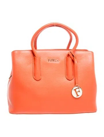 Pre-owned Furla Leather Top Handle Bag In Orange