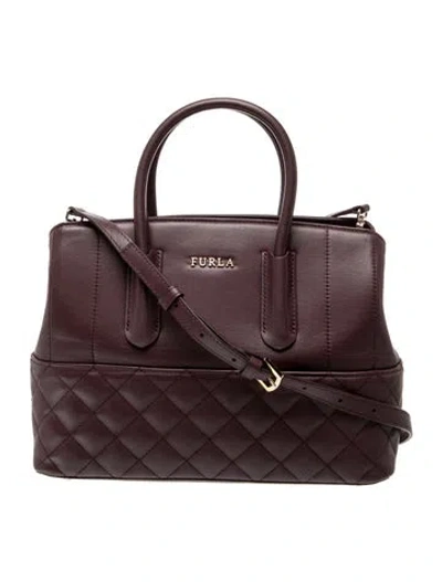 Pre-owned Furla Leather Top Handle Bag In Purple