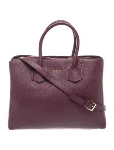 Pre-owned Furla Leather Top Handle Bag In Purple