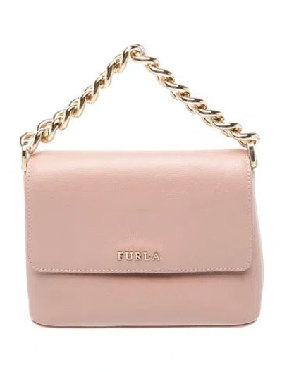 Pre-owned Furla Leather Top Handle Bag In Purple