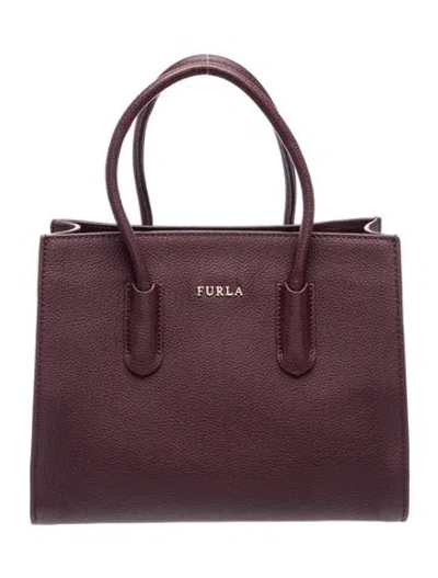 Pre-owned Furla Leather Top Handle Bag In Purple