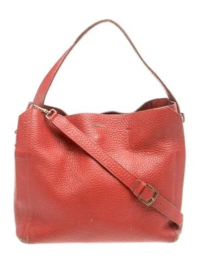Pre-owned Furla Leather Top Handle Bag In Red