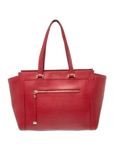 Pre-owned Furla Leather Top Handle Bag In Red