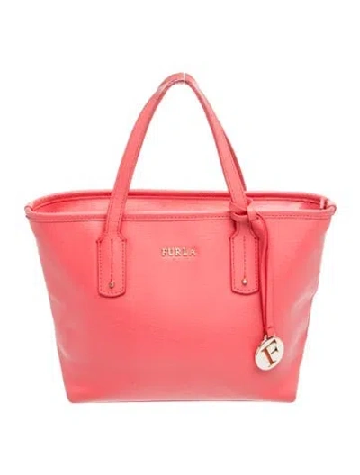 Pre-owned Furla Leather Top Handle Bag In Red