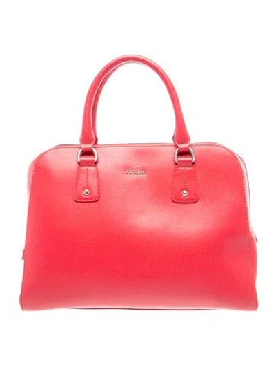 Pre-owned Furla Leather Top Handle Bag In Red