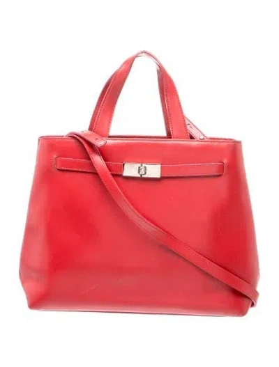 Pre-owned Furla Leather Top Handle Bag In Red