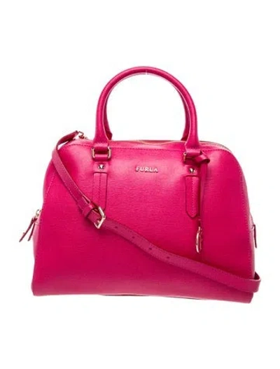 Pre-owned Furla Leather Top Handle Bag In Red