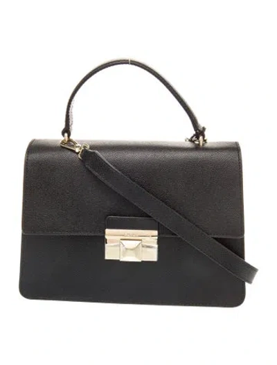 Pre-owned Furla Leather Top Handle Bag W/ Tags In Black