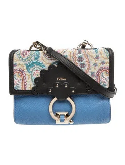 Pre-owned Furla Leather Top Handle Bag W/ Tags In Blue