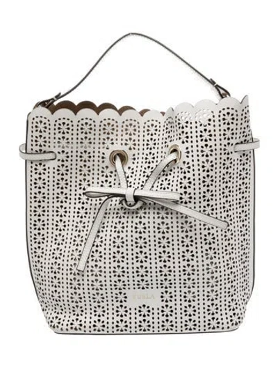 Pre-owned Furla Leather Top Handle Bag In White