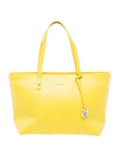 Pre-owned Furla Leather Top Handle Bag In Yellow