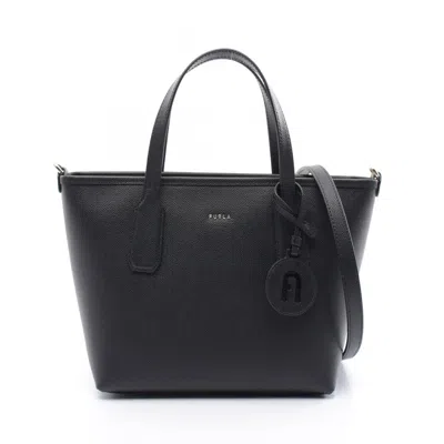 Furla Leather Tote Bag In Black
