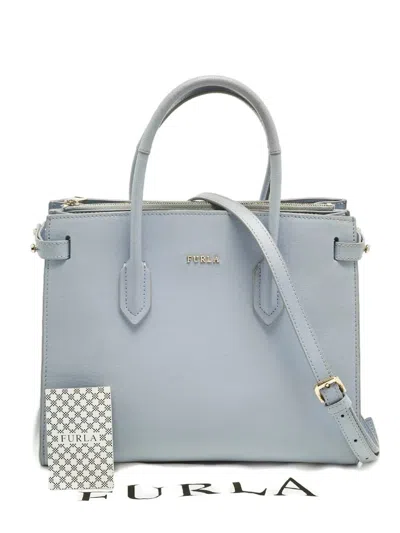 Pre-owned Furla Leather Tote Bag In Blue