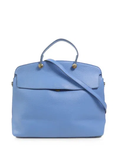Pre-owned Furla Leather Tote Bag In Blue