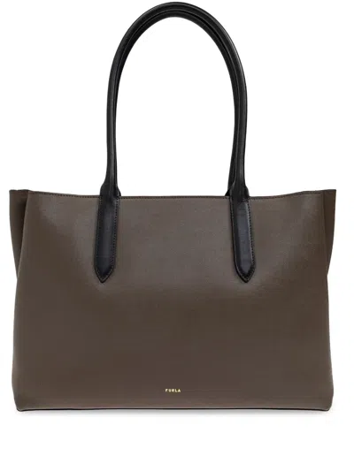 Furla Leather Tote Bag In Brown