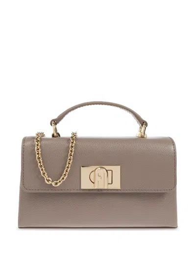 Furla Leather Tote Bag In Neutrals