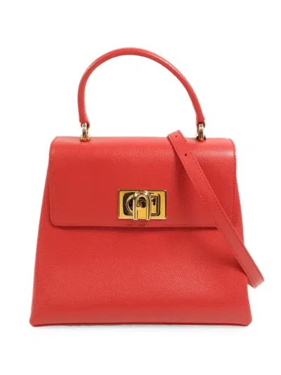 Pre-owned Furla Leather Tote Bag In Red