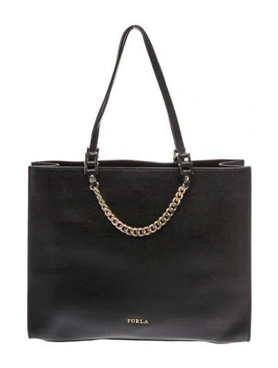 Pre-owned Furla Leather Tote In Black