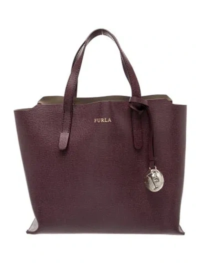 Pre-owned Furla Leather Tote In Burgundy
