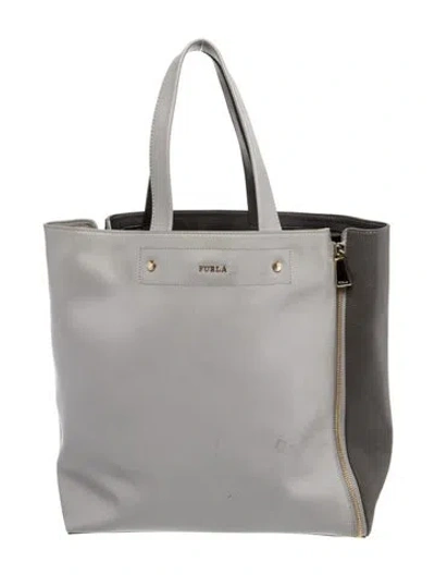Pre-owned Furla Leather Tote In Gray