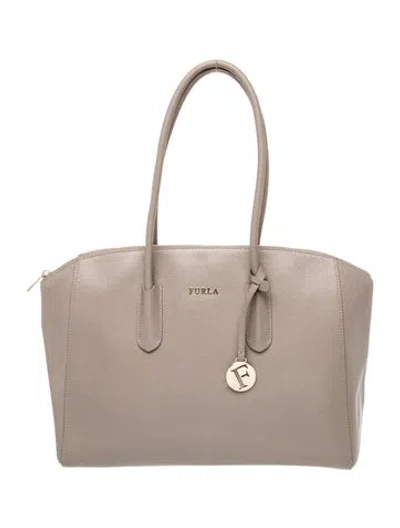 Pre-owned Furla Leather Tote In Gray