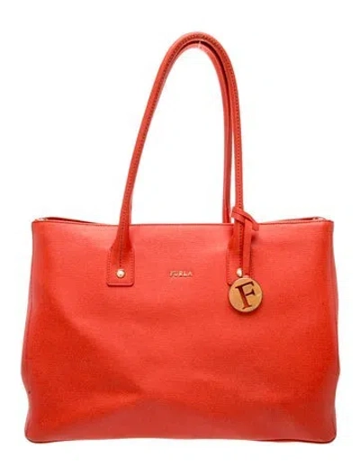 Pre-owned Furla Leather Tote In Orange