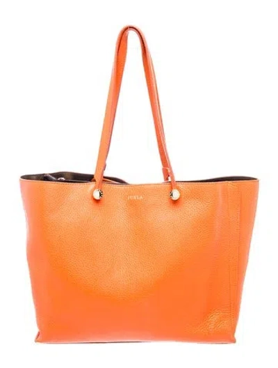 Pre-owned Furla Leather Tote In Orange