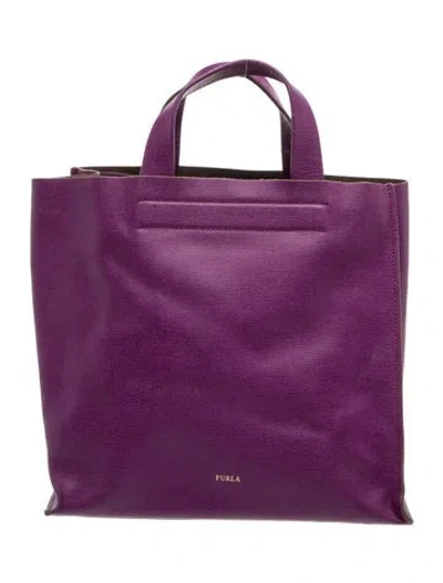 Pre-owned Furla Leather Tote In Purple