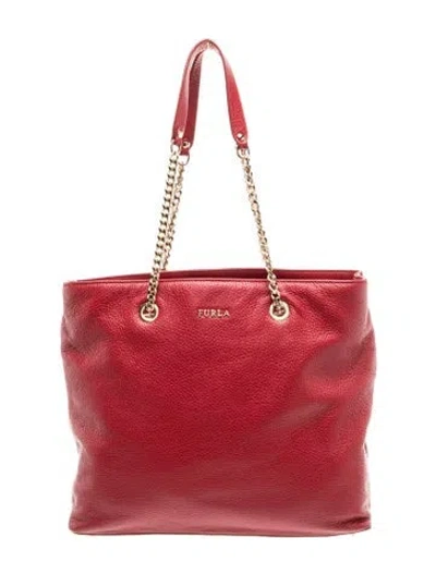 Pre-owned Furla Leather Tote In Red