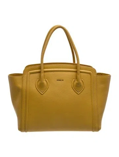 Pre-owned Furla Leather Tote In Yellow