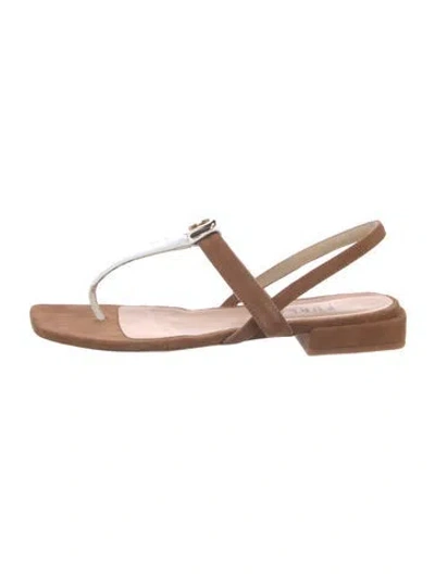 Pre-owned Furla Leather T-strap Sandals In Brown