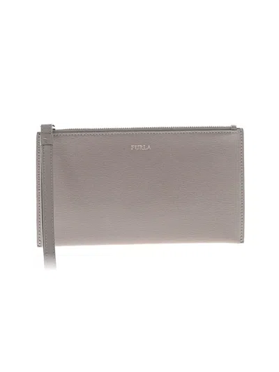 Pre-owned Furla Leather Wristlet In Gray