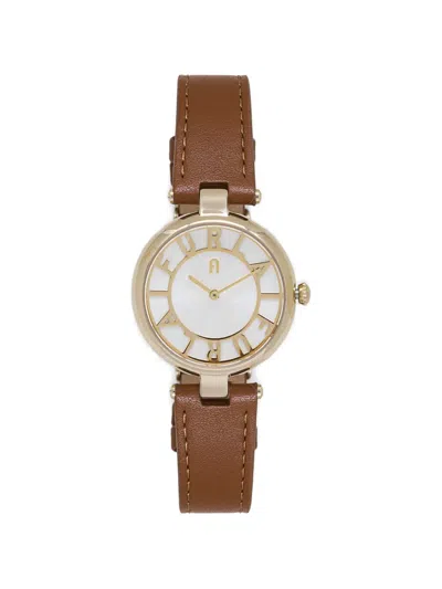 Furla Lettered 34mm Watch In Brown