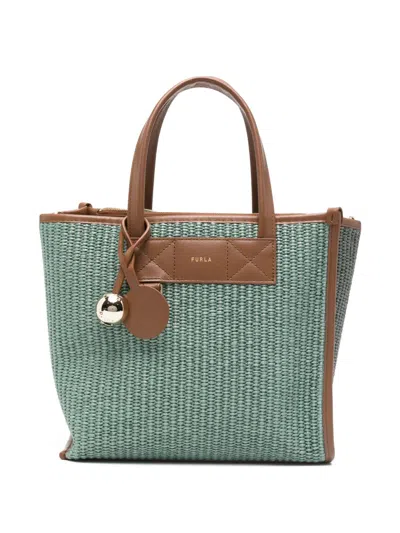 Furla Light Agave Leather Handbag In Green