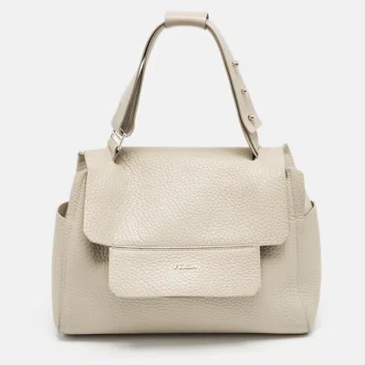 Pre-owned Furla Light Beige Leather Medium Capriccio Top Handle Bag