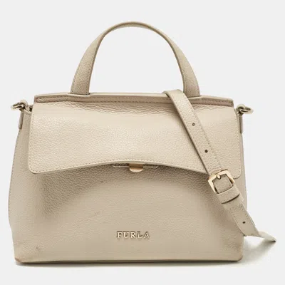 Pre-owned Furla Light Beige Leather Niki Top Handle Bag