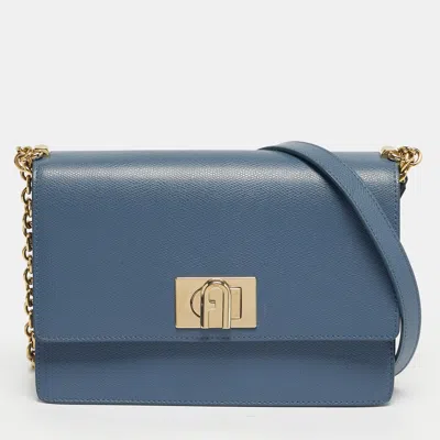 Pre-owned Furla Light Blue Leather 1927 Flap Shoulder Bag