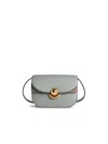 Furla Light Blue Leather Mini Sfera Crossbody Bag In Gray