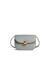 Furla Light Blue Leather Mini Sfera Crossbody Bag In Gray