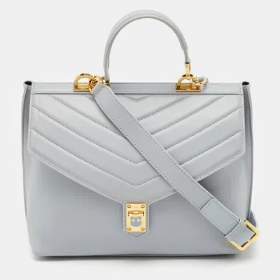 Pre-owned Furla Light Blue Leather Tortona Top Handle Bag