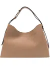 Furla Light Brown Textured Leather Shoulder Bag In Brown