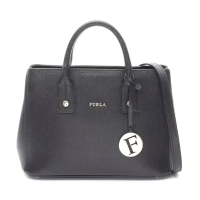 Furla Linda Mini Tote Leather Handbag In Black