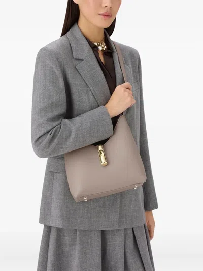 Furla Linen Color Leather Goccia S Hobo In Orange