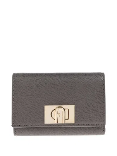 Furla Lock-detail Leather Wallet In Gray