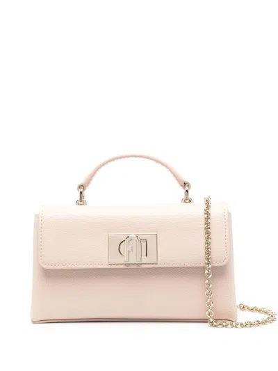 Furla Logo-buckle Leather Tote Bag In Neutrals