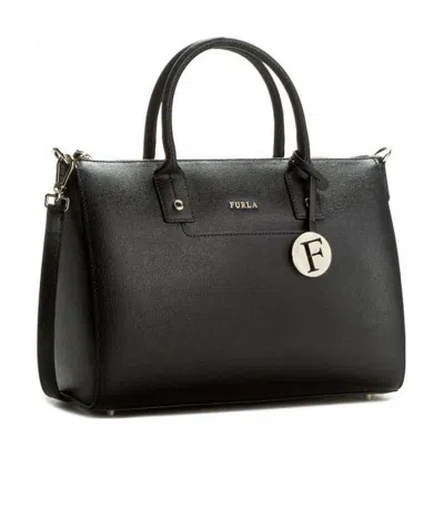 Furla Logo Details Handbag In Black