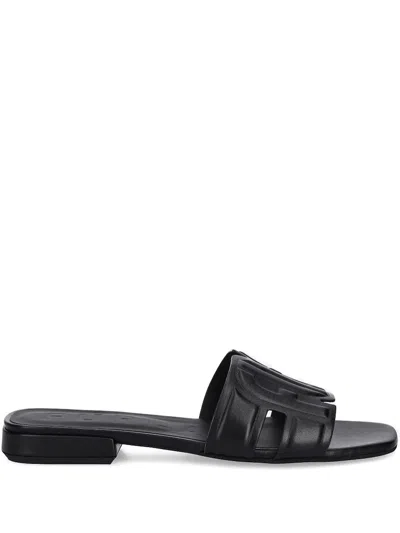Furla Logo-embossed Flat Sandals In Black