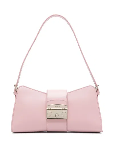 Furla Logo-engraved Leather Shoulder Bag In Pink