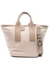 Furla Piuma L Nylon Leather Tote Bag In Pink
