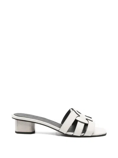 Furla Logo Leather Sandals In White